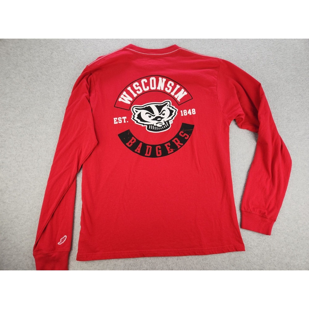 University of Wisconsin Shirt Adult Medium Red Long Sleeve‎ Badger Logo Football